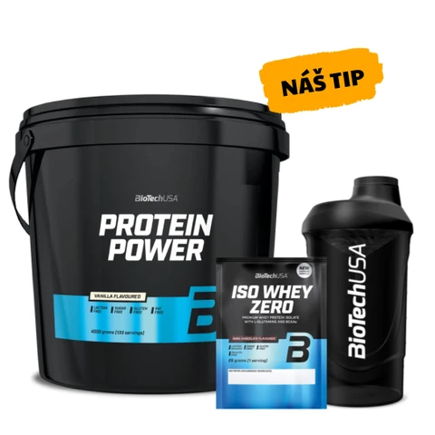 AKCE BioTech Protein Power 4000 g + ZDARMA Šejkr 600 ml + Iso Whey Zero 25 g