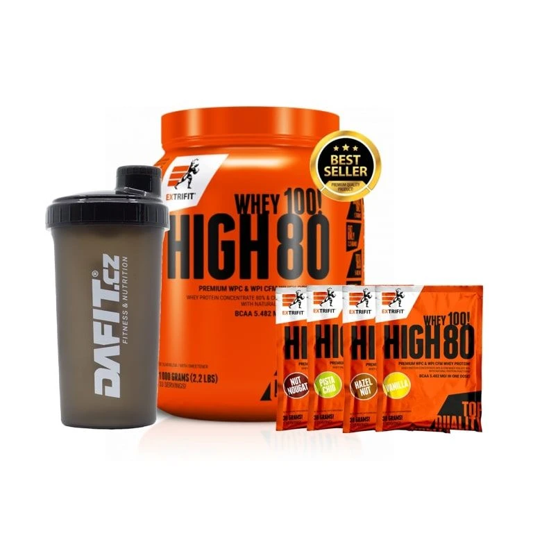 AKCE Extrifit High Whey 80 1000 g + ZDARMA Šejkr Dafit 700 ml + 4x High Whey 30 g