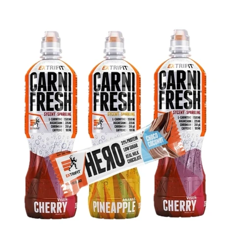 Special Offer Extrifit Carnifresh Sparkling with Caffeine 850ml+FREE Hero Protein Bar 65g