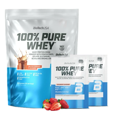Special Offer BioTech 100% Pure Whey 900 g + FREE 2x 100% Pure Whey 28 g