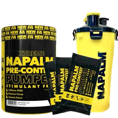 Special Offer FA Napalm Pre-Contest Pumped Stimulant Free 350 g + FREE Shaker + 3x sample