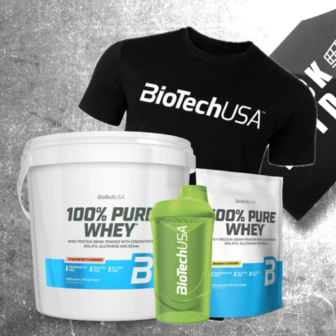 Special Offer BioTech 100% Pure Whey 4000 g + FREE 100% Pure Whey 454 g + Shaker 600 ml