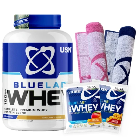 Special Offer USN BlueLab 100% Whey Protein Premium 2000 g + FREE Towel + 2x sample