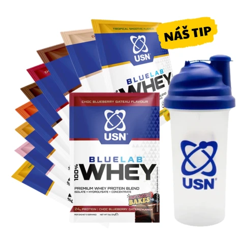 AKCE 10x USN BlueLab 100% Whey Protein Premium 34 g + ZDARMA Šejkr 500 ml