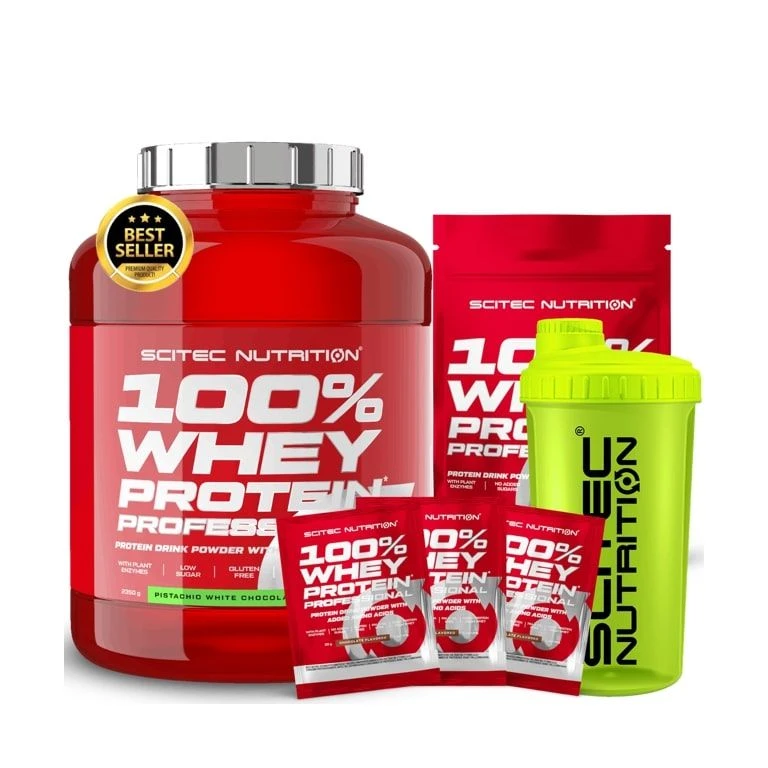 AKCE Scitec Nutrition 100% WP Professional 2350g + ZDARMA 500g + Šejkr 700 ml + 3x vzorek