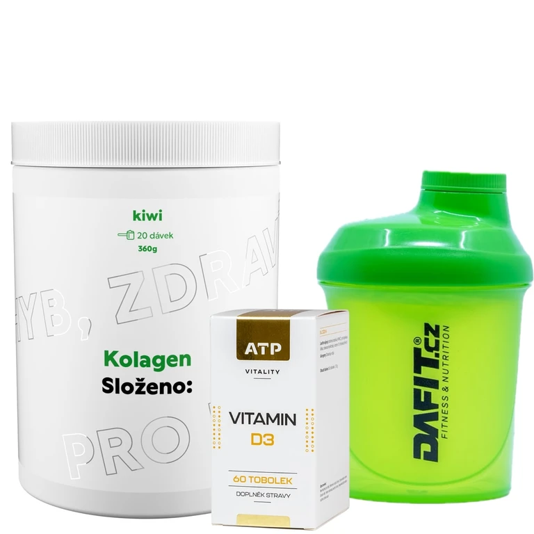 AKCE Složeno: Kolagen 360 g + ZDARMA ATP D3 60 tob + Šejkr Dafit 300 ml