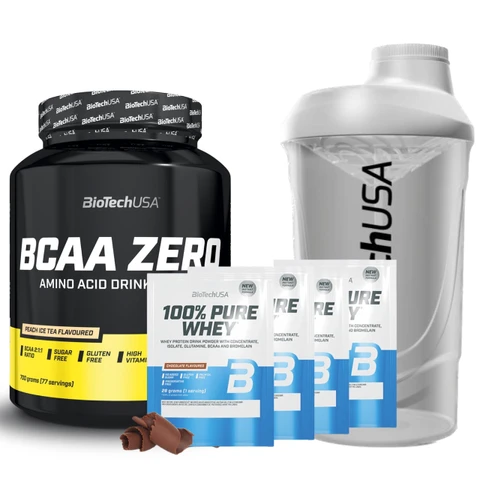 AKCE BioTech BCAA Zero 700 g + ZDARMA Šejkr 600 ml + 4x 100% Pure Whey 28 g