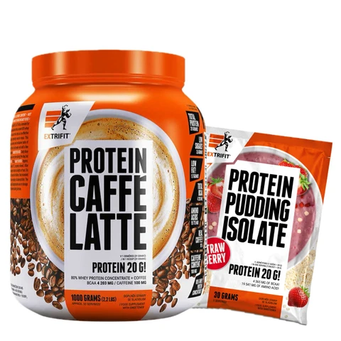 AKCE Extrifit Protein Caffe Latte 1000 g + ZDARMA Protein Pudding Isolate 30 g