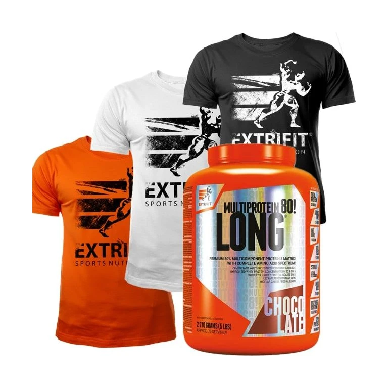 AKCE Extrifit Long 80 Multiprotein 2270 g + ZDARMA Triko Extrifit