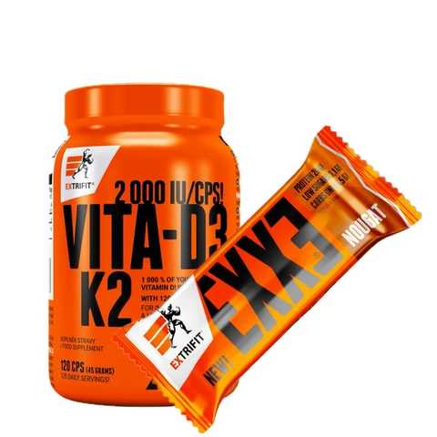 AKCE Extrifit Vita-D3K2 2000 IU/CPS 120 cps + ZDARMA Exxe Bar 65 g