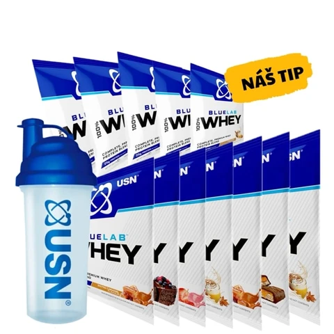 AKCE 5x + 7x ZDARMA USN BlueLab 100% Whey Protein Premium 34 g + Šejkr 750 ml