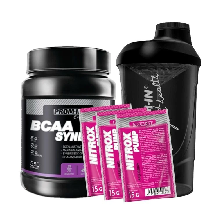 AKCE Prom-In Essential BCAA Synergy 550 g + ZDARMA Šejkr 600 ml + 3x Nitrox 15 g