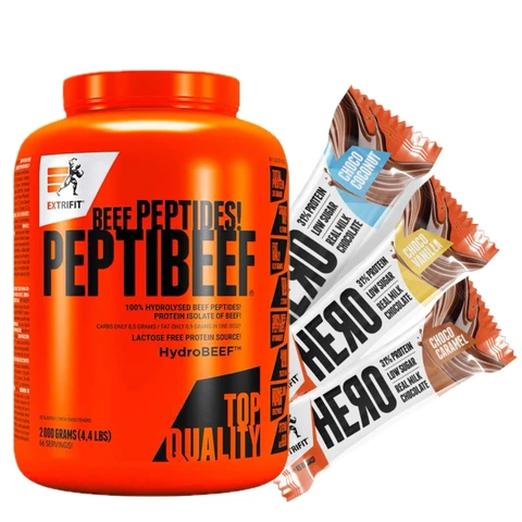 AKCE Extrifit Peptibeef 2000 g + ZDARMA 3x Hero Protein Bar 65 g