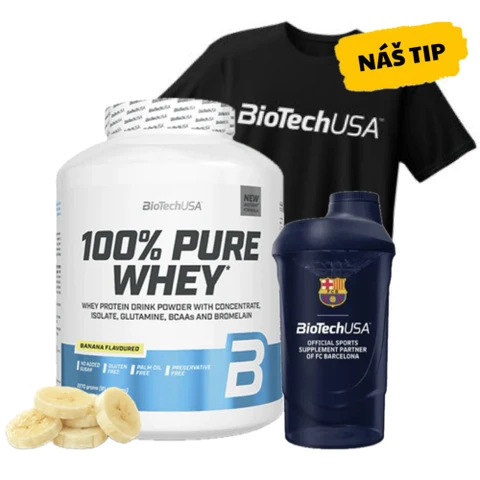 Special Offer BioTech 100% Pure Whey 2270 g + FREE Shaker 600 ml + T-Shirt