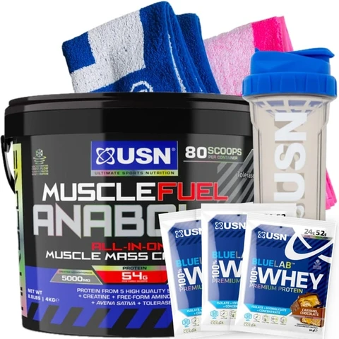 AKCE USN Muscle Fuel 4000 g + ZDARMA Šejkr 750 ml + ručník + 3x vzorek