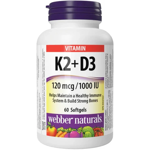 Webber Naturals K2 + D3 120 mcg/1000 IU 60 tob