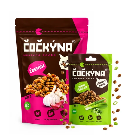 AKCE Čočkýna Smažená Čočka Bio 100 g SLANÁ + ZDARMA Smažená Čočka Bio 20 g