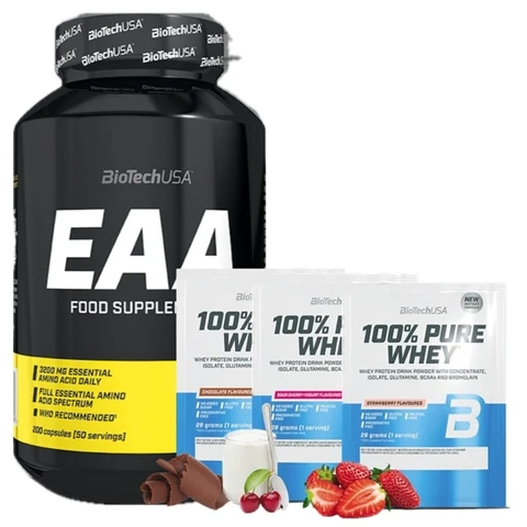 Special Offer BioTech EAA 200 cps + FREE 100% Pure Whey 28 g