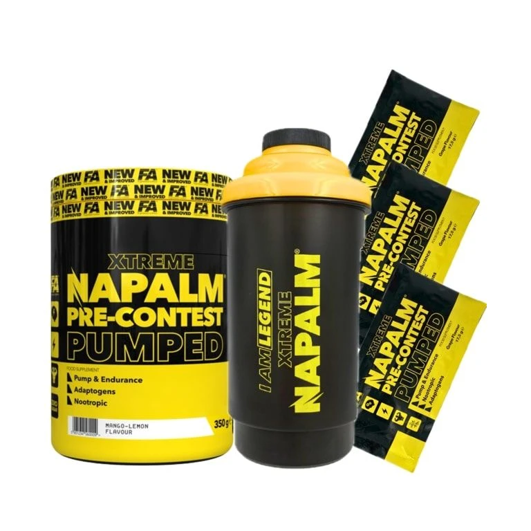 Special Offer FA Napalm Pre-Contest Pumped 350 g + FREE Shaker 600 ml + 3x sample