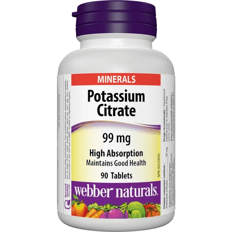 Webber Naturals Potassium Citrate 99 mg 90 tbl