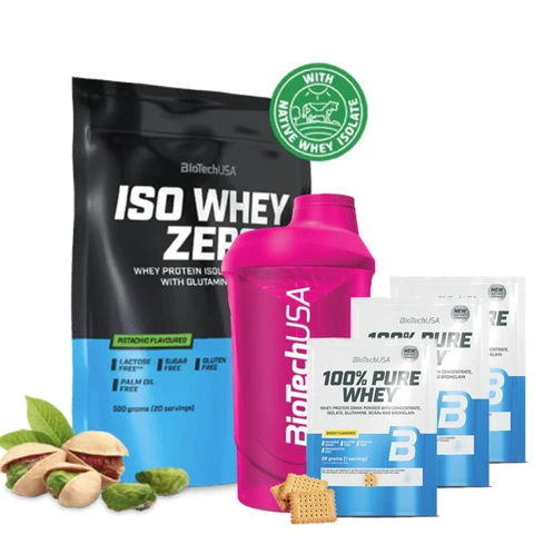 Special Offer BioTech Iso Whey Zero 500 g + FREE Shaker 600 ml + 3x 100% Pure Whey 28 g