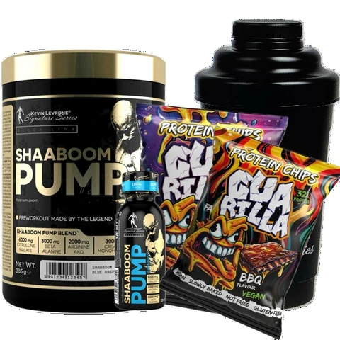 Special Offer Kevin Levrone Shaaboom Pump 385 g + FREE Shaker 500 ml + 2x Chips + 1x Shot