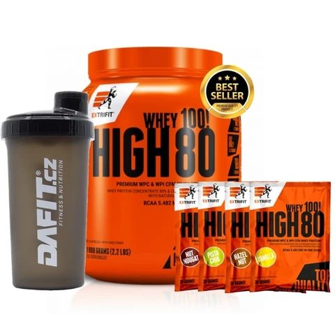 AKCE Extrifit High Whey 80 1000 g + ZDARMA Šejkr Dafit 700 ml + 4x High Whey 30 g