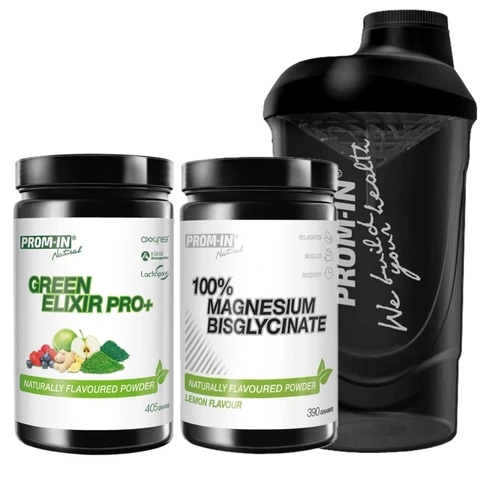 Special Offer Prom-In Green Elixir Pro+ 405 g naturally + FREE Magnesium 390g + Shaker