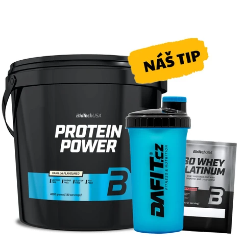 AKCE BioTech Protein Power 4000 g + ZDARMA Šejkr 700 ml + Iso Whey Zero 25 g