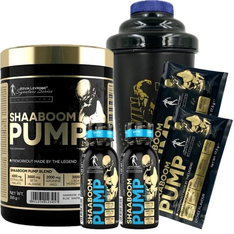 AKCE Kevin Levrone Shaaboom Pump 385 g + ZDARMA Šejkr 600 ml + 4x vzorek