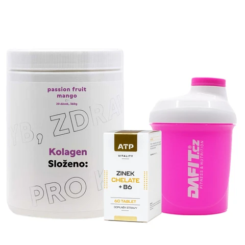 AKCE Složeno: Kolagen 360 g + ZDARMA ATP Zinek Chelate+B6 + Šejkr 300 ml