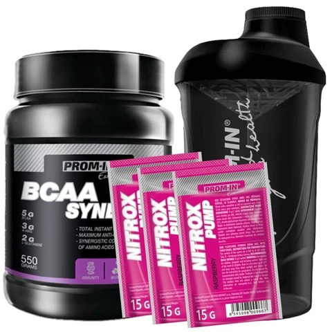 AKCE Prom-In Essential BCAA Synergy 550 g + ZDARMA Šejkr 600 ml + 3x Nitrox 15 g