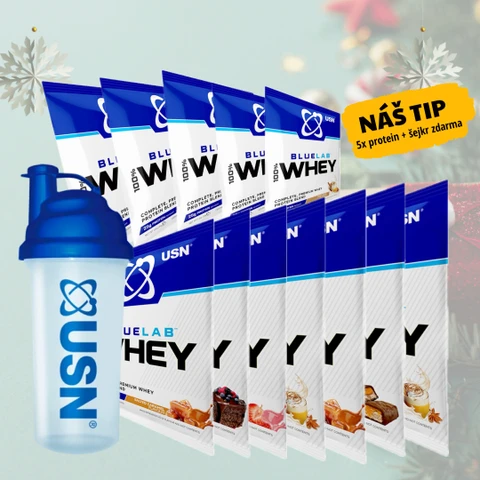 AKCE 5x + 7x ZDARMA USN BlueLab 100% Whey Protein Premium 34 g + Šejkr 750 ml