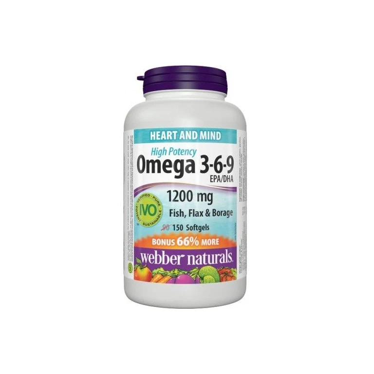 Webber Naturals Omega 3-6-9 High Potency 1200 mg 150 tob