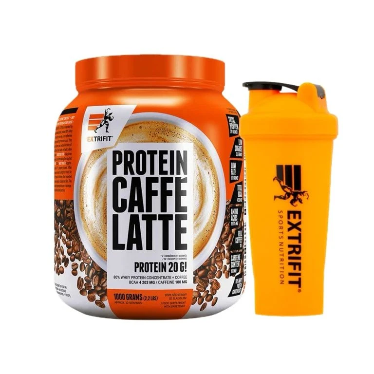 AKCE Extrifit Protein Caffe Latte 1000 g + ZDARMA Šejkr 600 ml