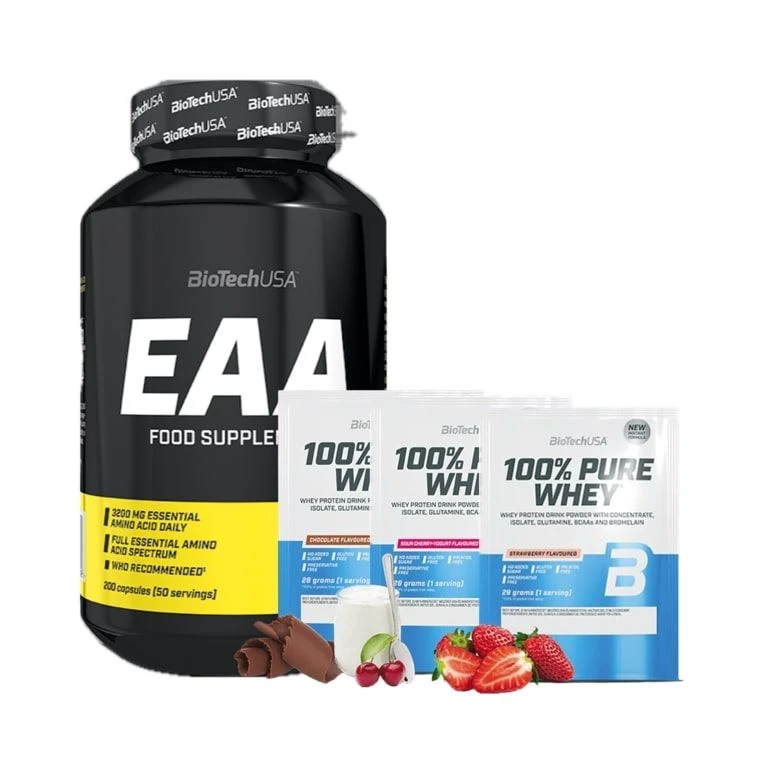 Special Offer BioTech EAA 200 cps + FREE 100% Pure Whey 28 g