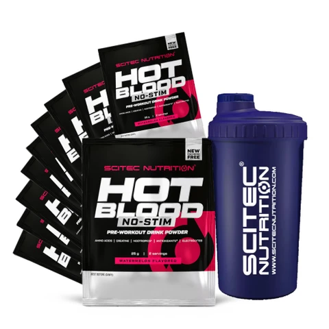 Special Offer 10x Scitec Nutrition Hot Blood No-Stim 25 g + FREE Shaker 700 ml