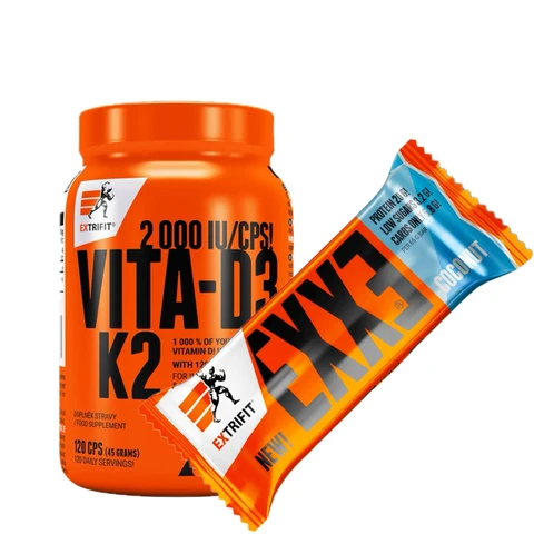 Special Offer Extrifit Vita-D3K2 2000 IU/CPS 120 cps + FREE Exxe Bar 65 g